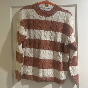 Mango stripe cable sweater